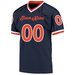 Custom Navy Orange-White Mesh Authentic Throwback Football Jersey Custom Navy Orange-White Mesh Authentic Throwback Football Jersey