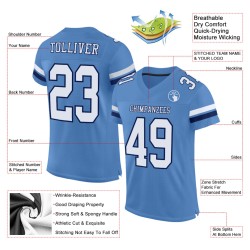 Custom Light Blue White-Navy Mesh Authentic Football Jersey Custom Light Blue White-Navy Mesh Authentic Football Jersey