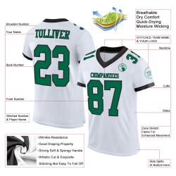 Custom White Kelly Green-Black Mesh Authentic Football Jersey Custom White Kelly Green-Black Mesh Authentic Football Jersey